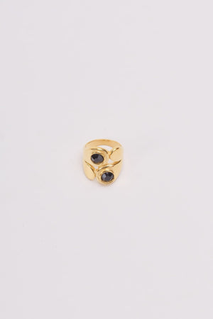 Carraig Donn Black & Gold Chunky Ring - Size 8