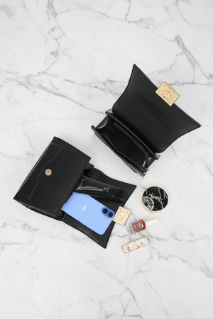 Carraig Donn Black Grab Handle Flap Over Bag