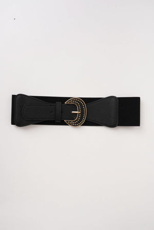 Carraig Donn Black Large Buckle Elasticated Belt