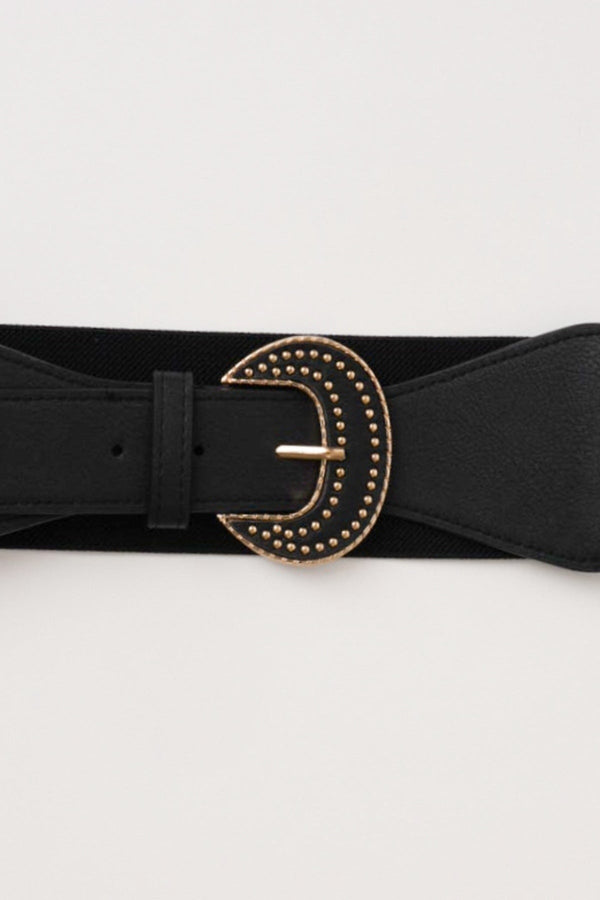 Carraig Donn Black Large Buckle Elasticated Belt