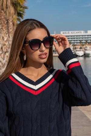 Carraig Donn Black Link Detail Cateye Sunglasses