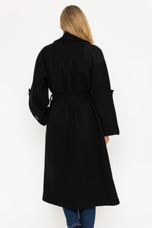 Carraig Donn Black Long Belted Coat