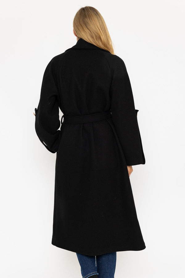 Carraig Donn Black Long Belted Coat