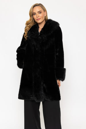 Carraig Donn Black Long Faux Fur Coat