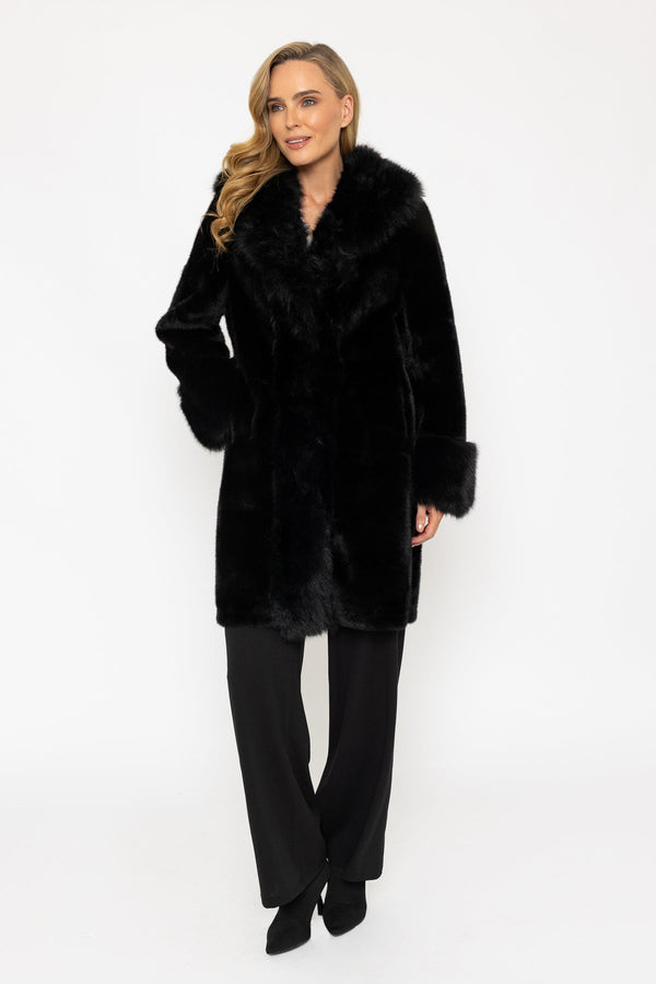 Carraig Donn Black Long Faux Fur Coat