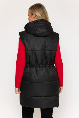 Carraig Donn Black Longline Padded Hooded Gilet