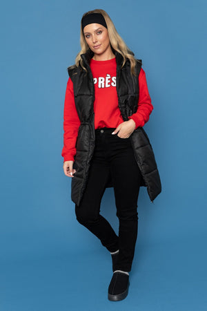 Carraig Donn Black Longline Padded Hooded Gilet