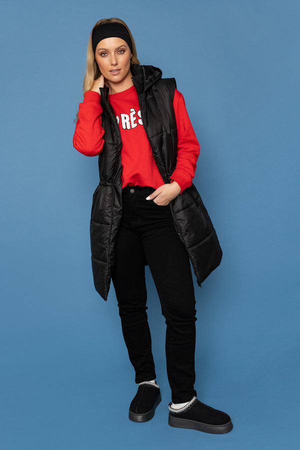 Carraig Donn Black Longline Padded Hooded Gilet