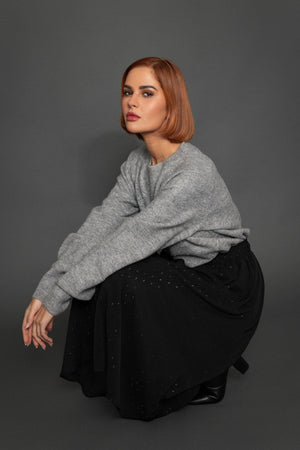 Carraig Donn Black Lurex Midi Skirt