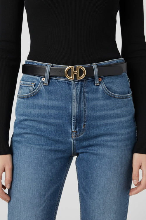 Black Metal Link Detail Belt - Size S/M