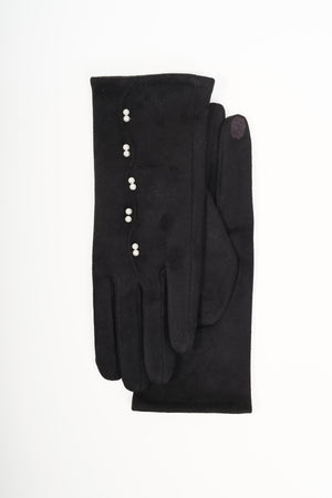 Carraig Donn Black Pearl Detail Faux Suede Gloves