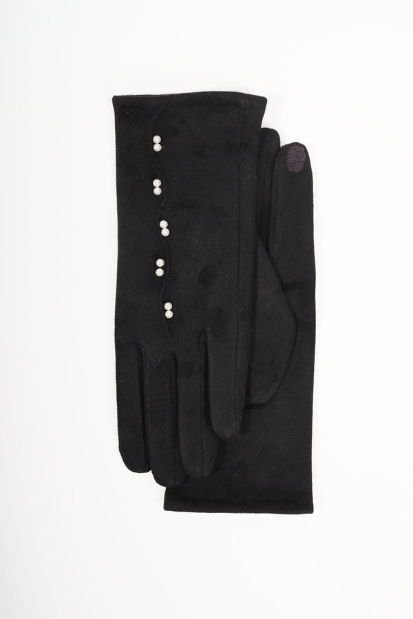 Carraig Donn Black Pearl Detail Faux Suede Gloves
