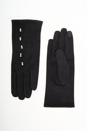 Carraig Donn Black Pearl Detail Faux Suede Gloves