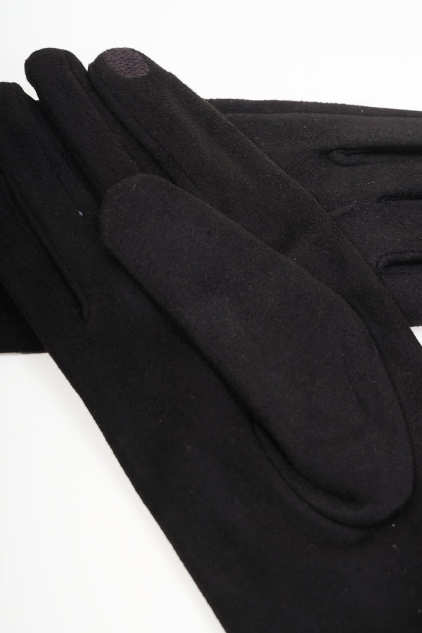 Carraig Donn Black Pearl Detail Faux Suede Gloves