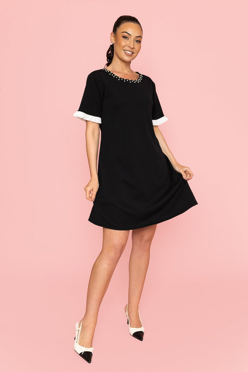 Carraig Donn Black Pearl Detail Knee Length Dress