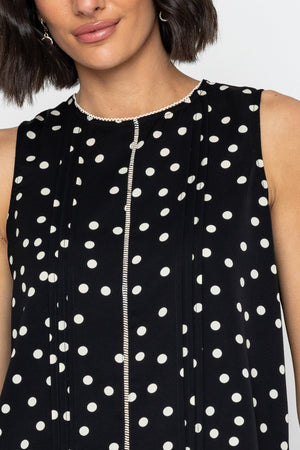 Carraig Donn Black Polka Dot Scallop Top
