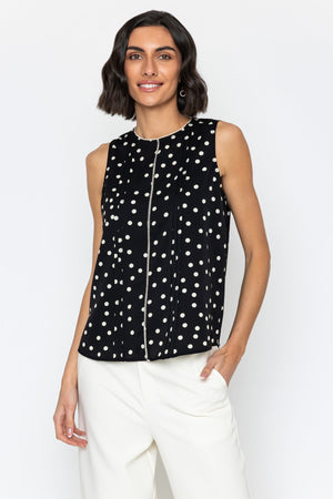 Carraig Donn Black Polka Dot Scallop Top