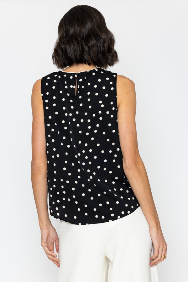 Carraig Donn Black Polka Dot Scallop Top