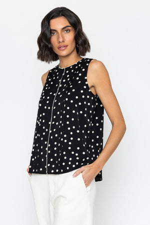 Carraig Donn Black Polka Dot Scallop Top