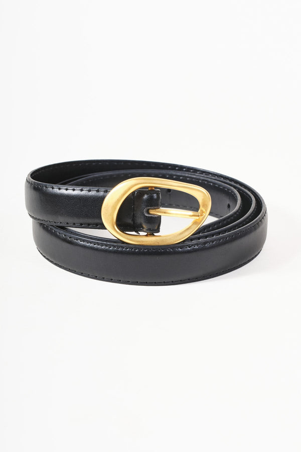 Carraig Donn Black Round Buckle Belt - Size M/L