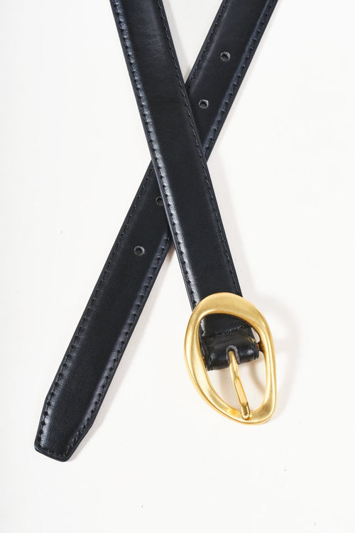 Black Round Buckle Belt - Size M/L