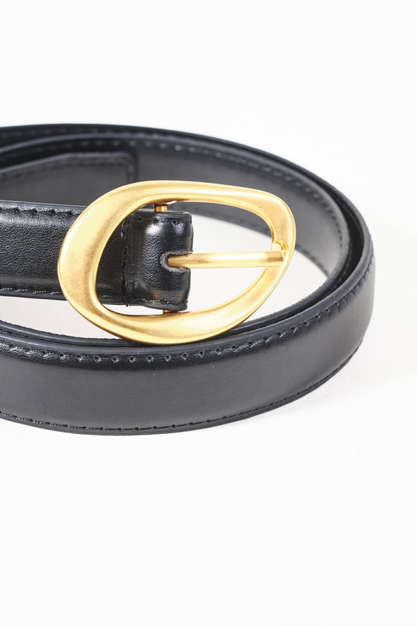 Carraig Donn Black Round Buckle Belt - Size M/L