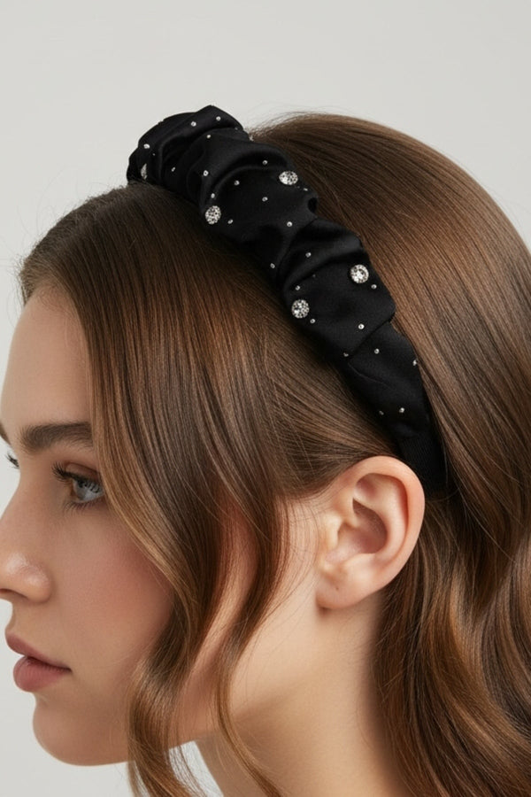 Carraig Donn Black Satin Diamante Hairband