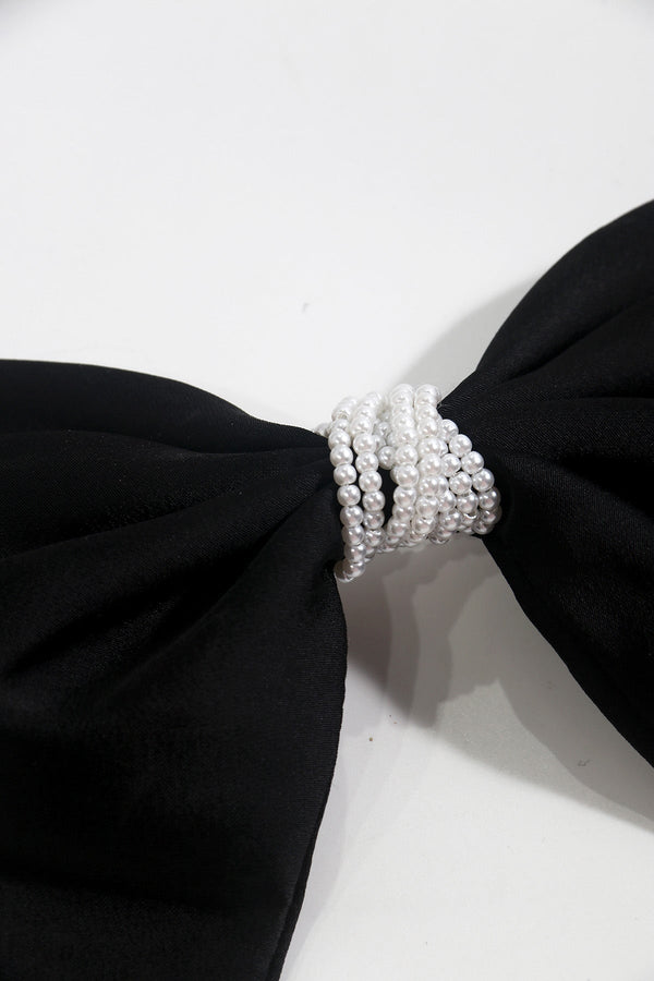 Carraig Donn Black Satin Pearl Bow Hair Clip