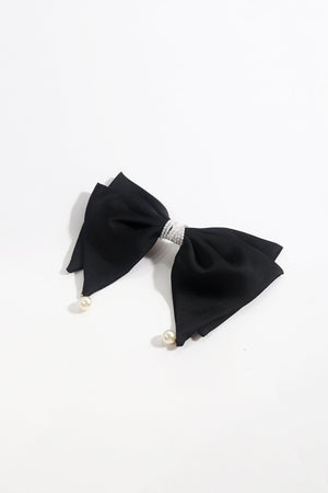 Carraig Donn Black Satin Pearl Bow Hair Clip