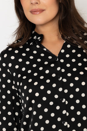 Carraig Donn Black Satin Polka Dot Shirt