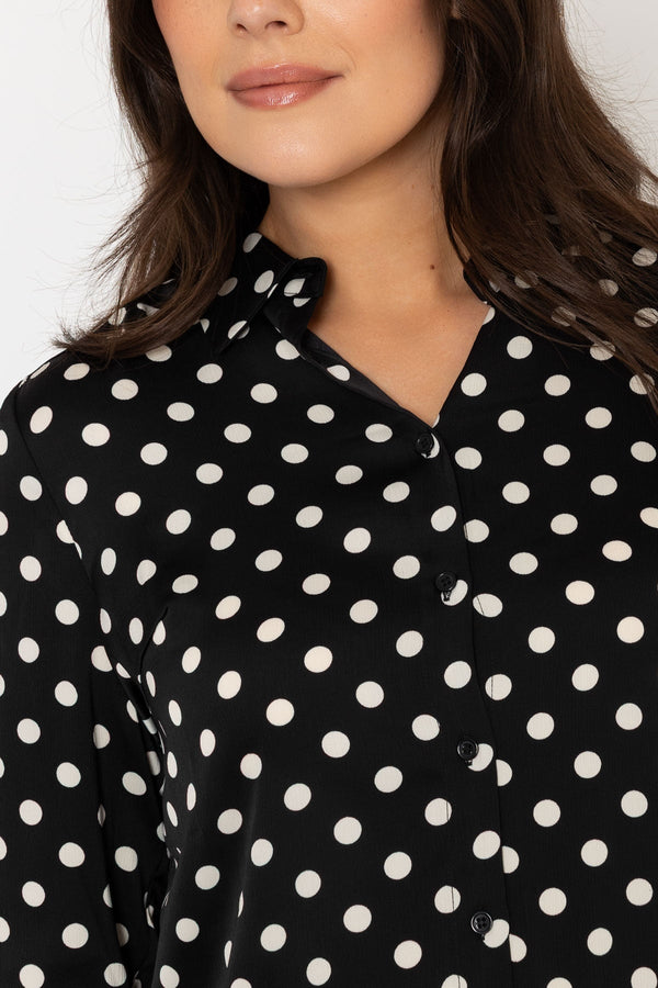 Carraig Donn Black Satin Polka Dot Shirt
