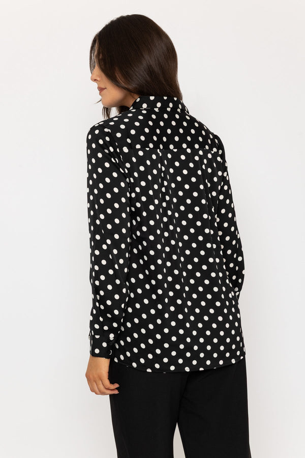 Carraig Donn Black Satin Polka Dot Shirt