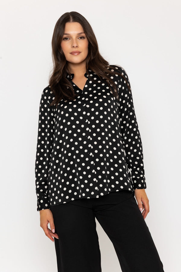 Carraig Donn Black Satin Polka Dot Shirt