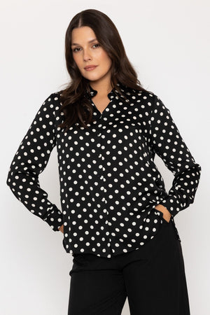 Carraig Donn Black Satin Polka Dot Shirt