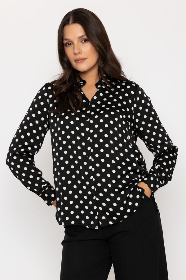 Carraig Donn Black Satin Polka Dot Shirt