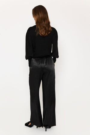 Carraig Donn Black Satin Wide Leg Trousers