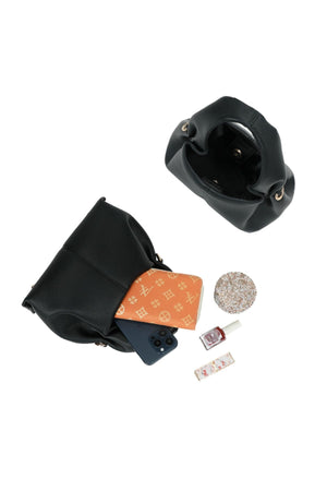 Carraig Donn Black Soft Pleat Grab Handle Bag