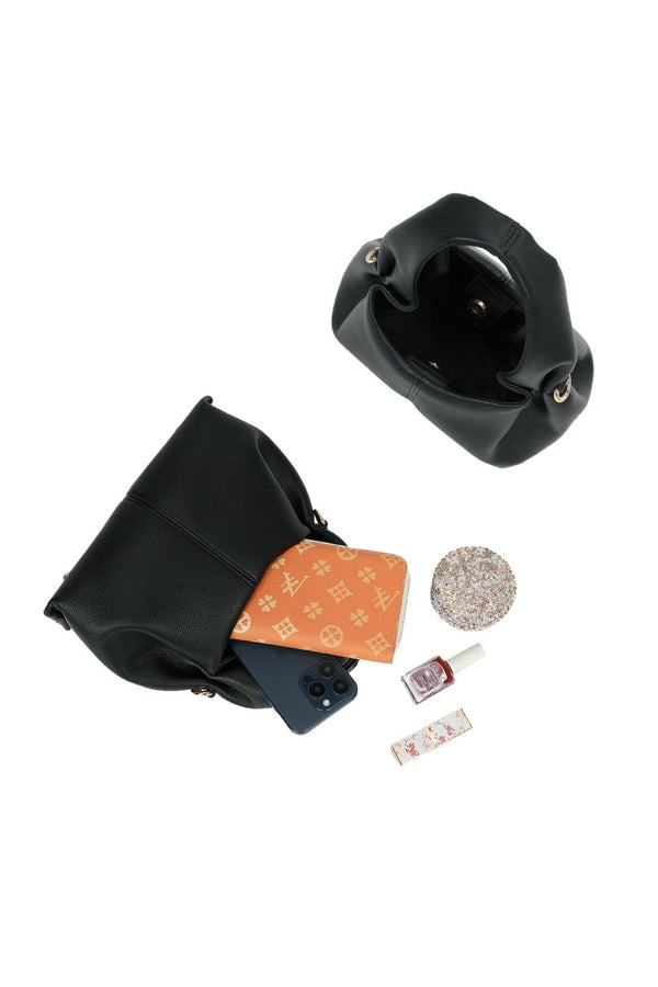 Carraig Donn Black Soft Pleat Grab Handle Bag