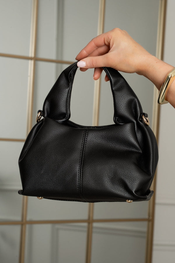 Carraig Donn Black Soft Pleat Grab Handle Bag