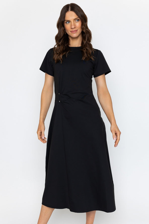 Black T-Shirt Midi Dress with Buckle Detail | Ladies Dresses Carraig Donn Black T-Shirt Midi Dress with Buckle Detail | Ladies Dresses Carraig Donn