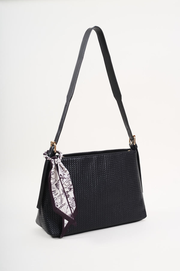 Carraig Donn Black Weave Shoulder Bag