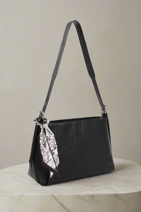 Carraig Donn Black Weave Shoulder Bag