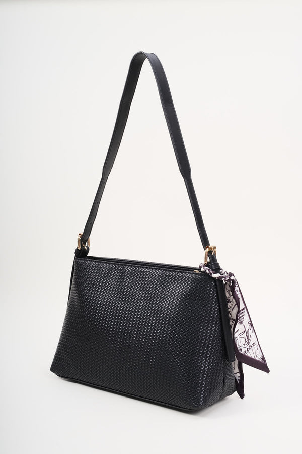 Carraig Donn Black Weave Shoulder Bag