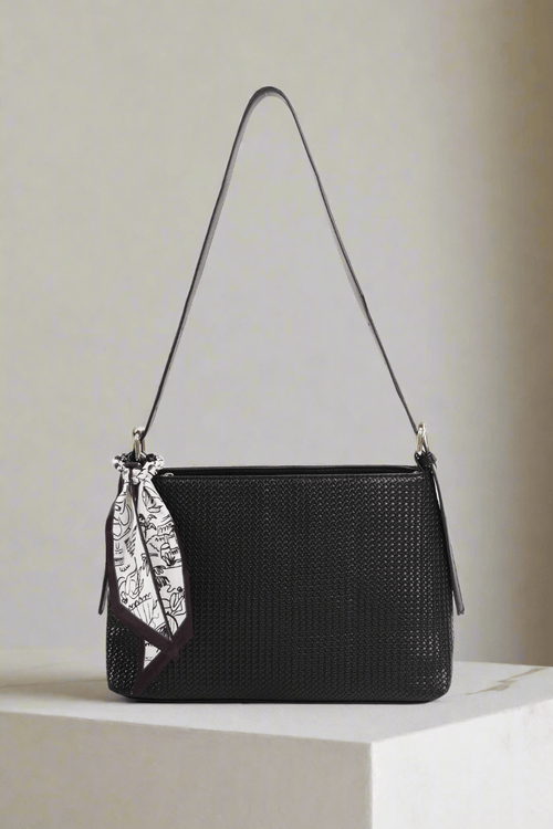 Black Weave Shoulder Bag