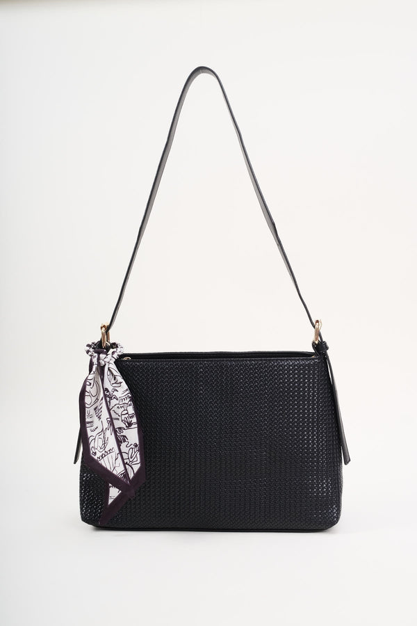 Carraig Donn Black Weave Shoulder Bag