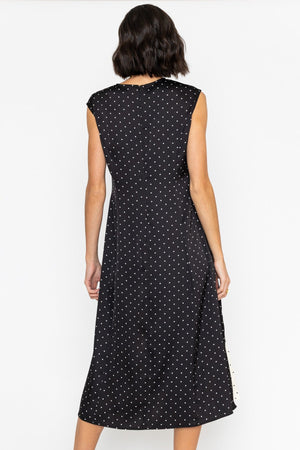 Carraig Donn Black & White Contrast Polka Dot Midi Dress