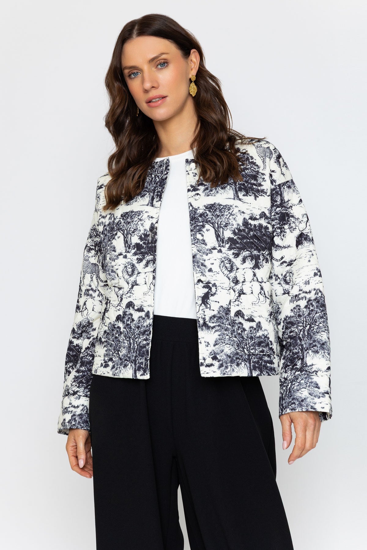 Black & White Printed Quilted Jacket