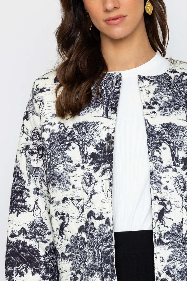 Carraig Donn Black & White Printed Quilted Jacket
