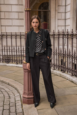 Carraig Donn Black Wide Leg Tailored Trousers
