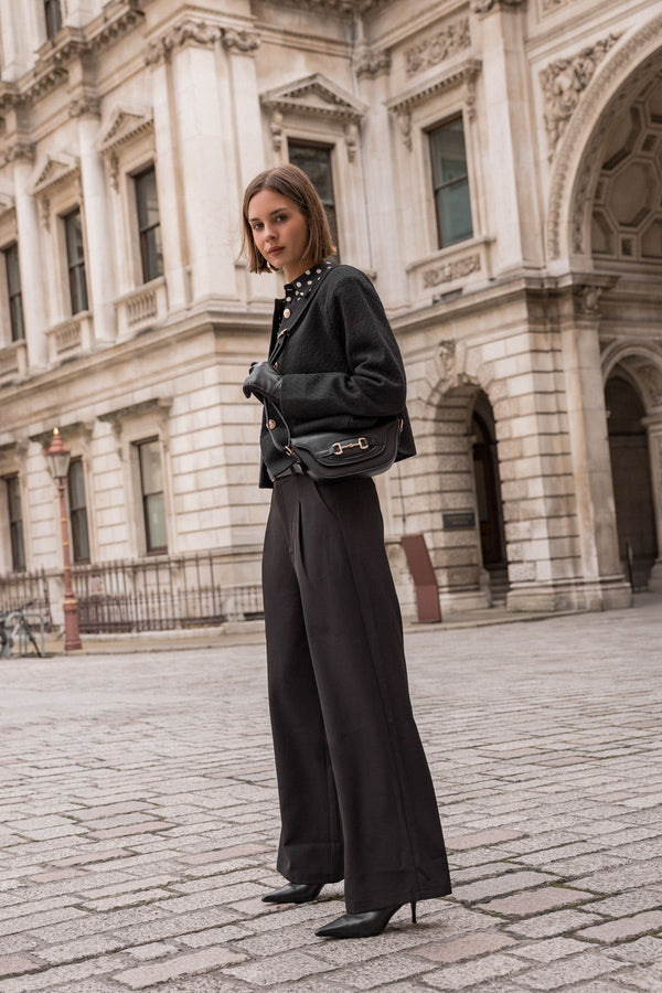 Carraig Donn Black Wide Leg Tailored Trousers